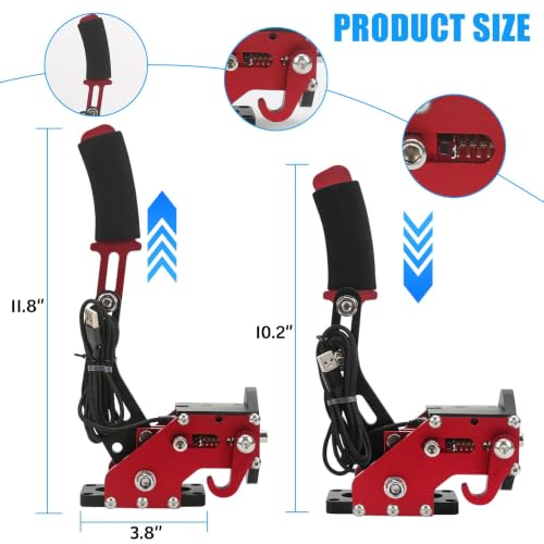 RYLNOK 64bit PC USB Handbrake Upgrade Sim Racing Gamges Handbrake For Logitech G25 G27 G29 G920 T500 T300 2m Nylon Wire Reinforced Spring Red And Clamp Simulate [windows] - color: Red