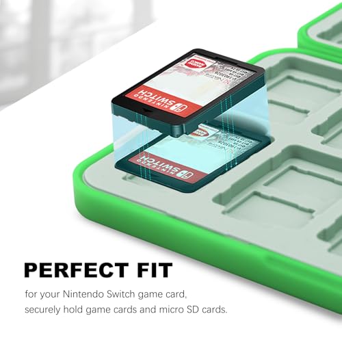 FYY Nintendo Switch Game Case Holder for Switch 2 Cartridge, Green Checkered - color: D-Checkered Green White L