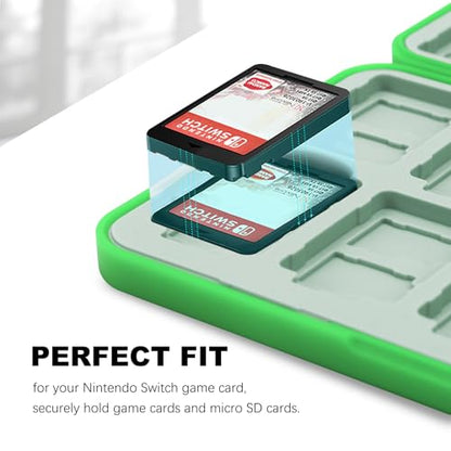 FYY Nintendo Switch Game Case Holder for Switch 2 Cartridge, Green Checkered - color: D-Checkered Green White L