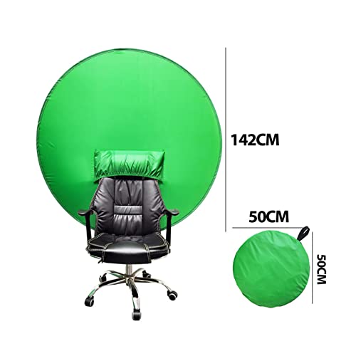 Portable Chair Green Screen Background, 142cm Popping Up Greenscreen Backdrop,Collapsible Chroma Key Kit with Chair Attachment Storage Case for Webcam Video Streaming Gaming Conferencing Webinars