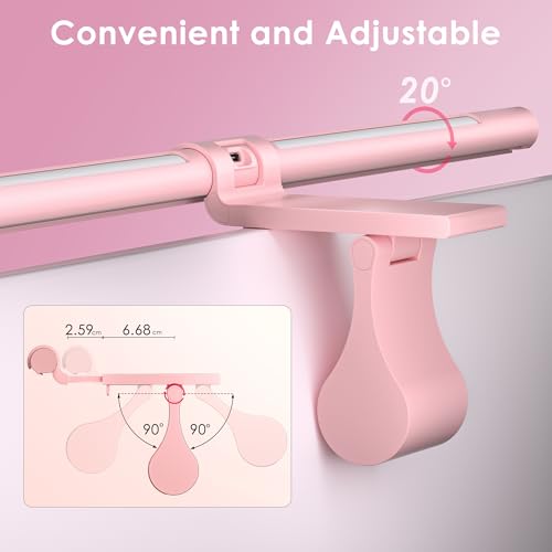Quntis Pink Monitor Light Bar with Remote, Eye-Care No Glare, Space Saving Computer Desk Lamp As Gifts for Girls, Stepless Dimming, Modern Aesthetic Desk Light Bar for Home Office Gaming Reading | Eye-Care No Glare, Space Saving, Stepless Dimming, Desk La