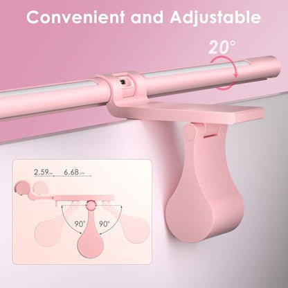 Quntis Pink Monitor Light Bar with Remote, Eye-Care No Glare, Space Saving Computer Desk Lamp As Gifts for Girls, Stepless Dimming, Modern Aesthetic Desk Light Bar for Home Office Gaming Reading | Eye-Care No Glare, Space Saving, Stepless Dimming, Desk La