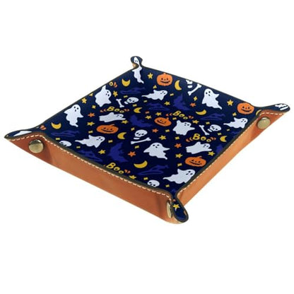 Halloween Pattern Dice Tray PU Leather Dice Rolling Tray Folding Dice Holder for Dice Games, Like RPG, DND and Other Table Games - color: Multi 1