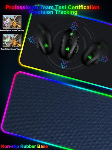 Mouse Pad with Wireless Charging, Large Desk Mat RGB Gaming Mousepad, 10 Light Colors LED Gaming Pad Keyboard Pad with Ultra-Smooth Surface & Non-Slip Rubber Base, Waterproof Full Desk Mouse Pad - color: 31.5x11.81"-Black Right
