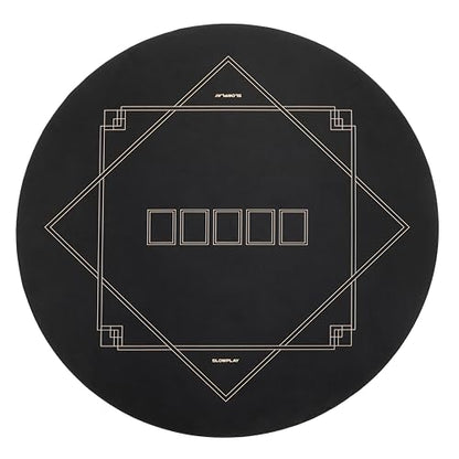 SLOWPLAY Godel 47 Inch Round Poker Mat for Texas Hold’em | Poker Table Top with Extra Water Repellency, Hemmed Edges, Noise Reduction | Super Portable for Gaming Everywhere (Black and Champagne Gold) - color: 47 Inch Round