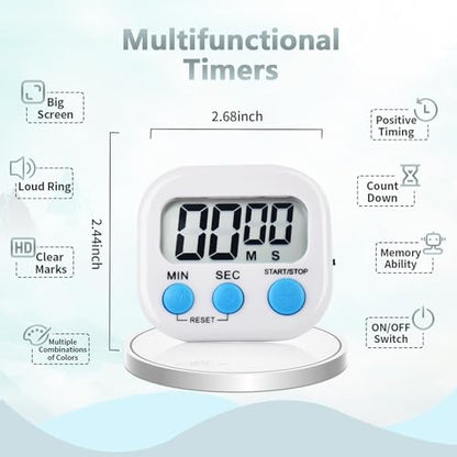 4 Pack White Digital Kitchen Timer Magnetic Digital Timer with Big Display Loud Ring Cooking Timers for Cooking, Game, Gym, Break Time, Classroom (4, White) - color: White