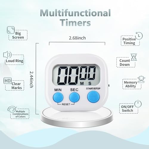 4 Pack Digital Kitchen Timer Magnetic Digital Timer with Big Display Loud Ring Cooking Timers for Cooking, Game, Gym, Break Time, Classroom(4, Pink, Green, Orange, White) - color: Pink,green,orange,white