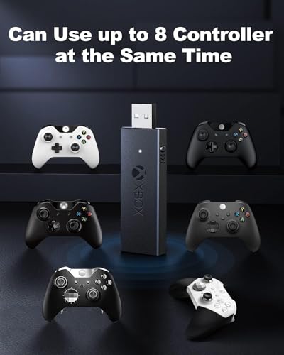 USB Wireless Adapter for Xbox One Controller Compatible with Xbox One, One S, One X, Elite 1, Elite 2 Controller Works with PC, Laptops, Tablets, Windows 7 8 10, Low Latency (Black)