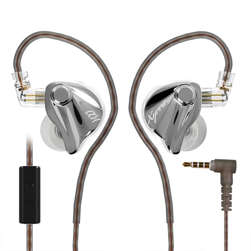 CCA Xyrra Dual Driver in-Ear Monitor Headphones,1DD+1BD HiFi IEM Earphones,Wired Gaming Earbuds for Gamers Musicians - color: Silver, style: With Mic,3.5mm
