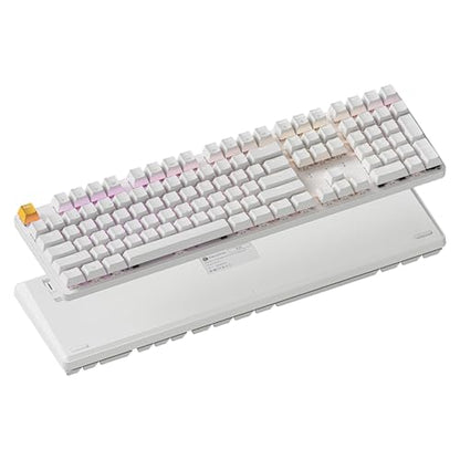 Keychron KJ5 Wireless Custom Mechanical Keyboard, 2.4 GHz Bluetooth QMK Full-Size Layout RGB, Hot-swappable Banana Switch Compatible with Mac Windows Linux, for Gaming Office - White - style: White - Banana Switch