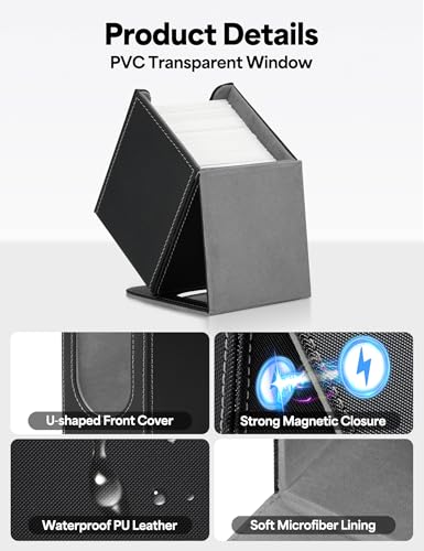MTG Commander Deck Box, MTG Card Box with See-Through Window, Magnetic Closure Holds 100+ Double-Sleeved Cards TCG Cards(Black&Gray) - color: Black&Gray