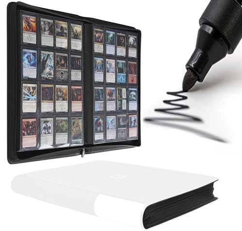 D DACCKIT Card Binder 16 Pocket - Fits 1024 Cards，4X4 Ringless Card Album with Sleeves for Trading Cards & Sports Cards（Model A，Classic White） - color: Classic White