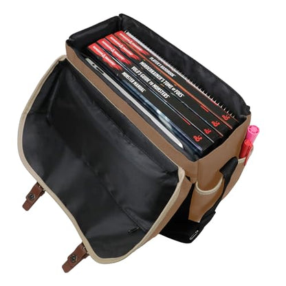 ENHANCE Designer Edition DnD Bag - RPG Player's Dungeons and Dragons Messenger Bag Fits Player's Handbook, Binders, Dice - color: Tan
