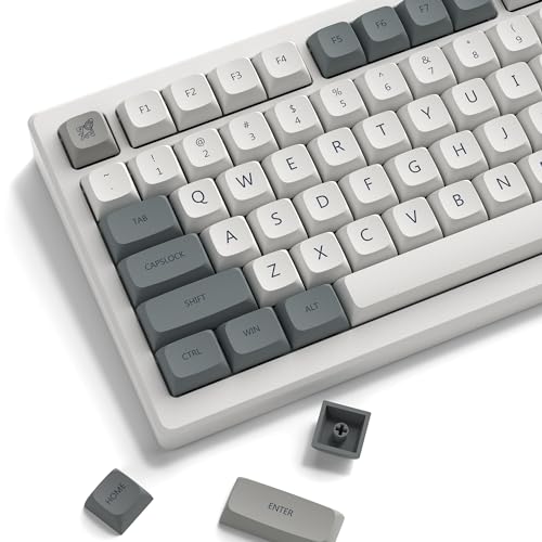 dagaladoo Retro PBT keycaps Set, XDA Profile Keyboard Keycaps | Dye Sublimation,Retro White/Grey Custom keycaps for 60% 65% 75% 100% Cherry-MX switch Mechanical Keyboard - color: Retro Grey (XDA)