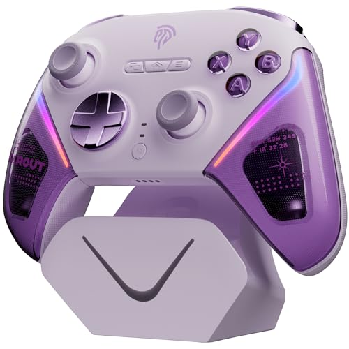 EasySMX D10 PC Controller - Elite Wireless Bluetooth Pro Controller with TMR Joystick, Dual-Mode Triggers & Full Mechanical Buttons, 1000Hz Polling Rate, RGB Lighting for PC/Switch/Android/iOS - color: Purple