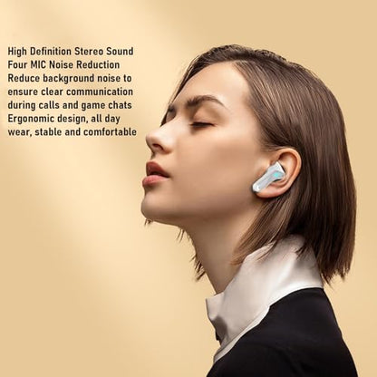 Wireless Gaming Earbuds, 2.4GHz Bluetooth 5.3 Earbuds, Low Latency with ENC Mic, Ideal for VR 2, Steam, ROG All, Claw, Legion Go, PC, Tablet, Laptop & Phone (White) - color: White