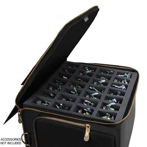 ENHANCE Wide Base Miniature Carrying Case - Mini Figure Storage fits 58 Minis & Pick & Pluck for Large Figures - Book Sleeve & 2 Accessory Pockets for Measuring Tape, Dice & More (Large - Wide Base) - size: Large (58 Slots), style: Wide Base Minis