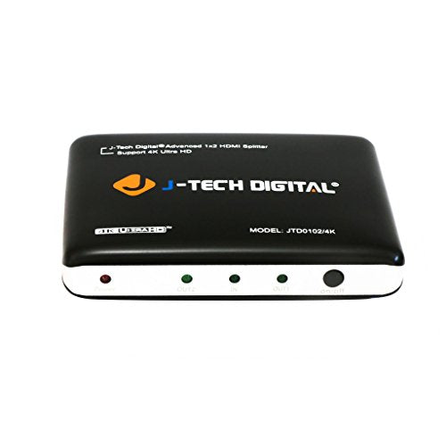J-Tech Digital JTD0102/4K J-Digital Most Advanced 2 Ports HDMI 1X2 Powered Splitter, Support Ultra HD 4K 3840 A 2160 Resolution and 3D - style: 4K 1X2