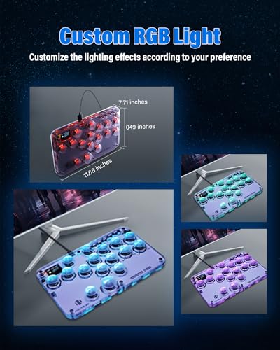 JZW-Shop Haute42 Leverless Arcade Stick G16, All-Button Arcade Controller Compatible with Switch/PC/PS3 /Steam Deck, Arcade Fight Stick Game Keyboard with DIY RGB, Supports Hot-Swap & SOCD