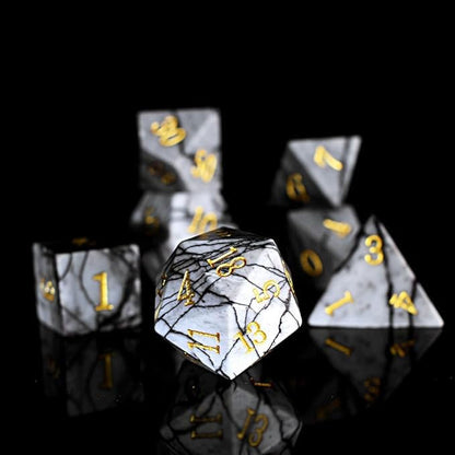 RULE DICE Gemstone DND Dice, Dungeons and Dragons Dice Set 7PCS Polyhedral Gem Stone Dice Set D4 D6 D8 D10 D% D12 D21, RPG Dice D&D Accessories Dice Gift(Black Net) - color: Black Network