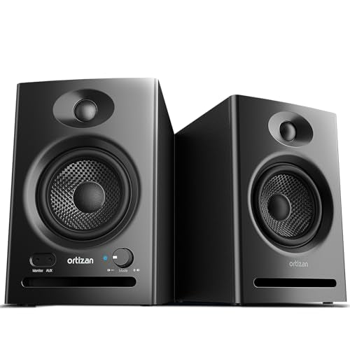 Ortizan C7 Dual-Mode 2.0 Studio Monitors, Active Monitor Speakers for Near Field Music Production, Bluetooth 5.3 Wireless Computer PC Monitor Gaming Bookshelf Speakers(Pair, Black) - color: Black