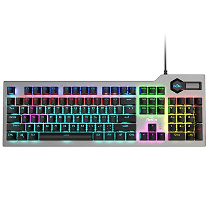 Mechanical Gaming Keyboard, Wired RGB Rainbow Backlit with Blue Switches, Ergonomic Standard Keyboard for PC Gaming