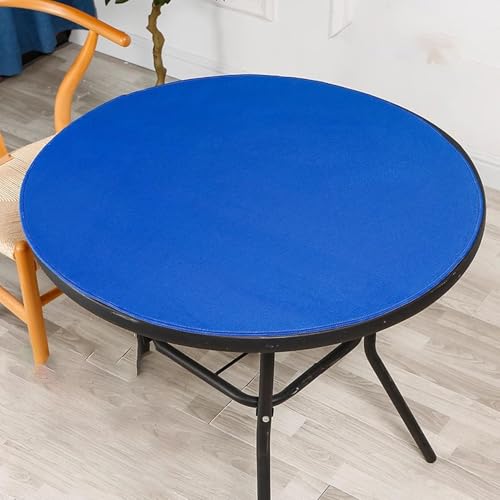 Round Mahjong Mat Thickened and Non-Slip Mahjong Table Cover with Rubber Backing Home Play Mat for Poker, Card, Board, Tile Games(Blue,100cm/39.37in) - color: Blue, size: 100cm/39.37in