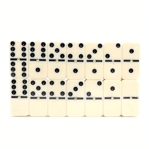 Double 6 Dominoes Set with Spinners, 28 Ivory Tiles & Leatherette Case | Smooth Ivory Tile Finish Durable Storage Case Classic Domino Gameplay Easy Travel Organization