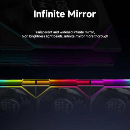 JM V4 120mm Case Fan|Computer Cooling PC ARGB CPU Cooler Daisy Chain Fan|Three-Mode Digital Display|Infinity Mirror Design|600-2100 4Pin PWM Contro(Black Forward 3-Pack) - color: Black Forward 3-Pack