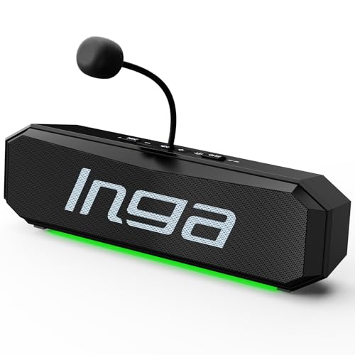 INGA Computer Speakers with Detachable Mic, Plug-and-Play USB Soundbar with Dynamic Lighting, Game/Music Modes, Compatible with PC, Laptop, PS5, Mac - size: Speaker with Mic