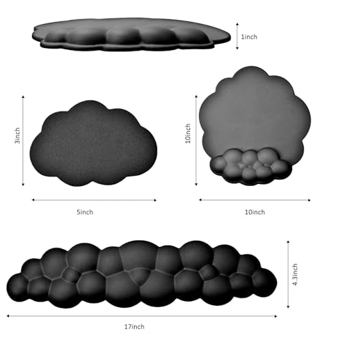 Cloud Keyboard and Mouse Wrist Rest Pad for Computer Arm Pain Relief- Ergonomic Wrist Support Mousepad with Non-Slip PU Base for Office, Gaming, and Home Use Anti-Fatigue(Black) - color: Black