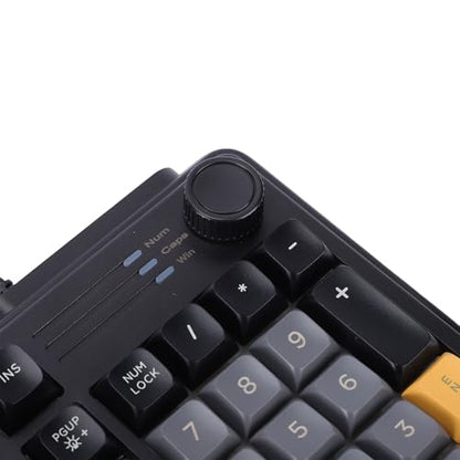 PUSOKEI Wired Gaming Keyboard, RGB Backlit Membrane Keyboard with Knob, Silent Anti Ghosting Keys, PBT Keycaps, Ultra Compact Ergonomic Keyboards for PC Laptop