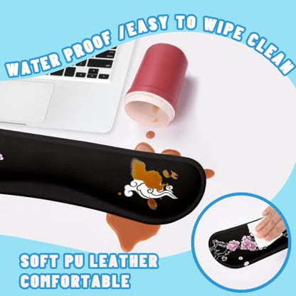 Cherry Blossom Desk Mat Set Oriental Black Zen Art Mouse Pad with Wrist Rest 4in1 Desk Mat for Desktop Ergonomic Computer Desk Arm Wrist Anti-Slip Computer Ergonomic Mouse Pad Home Office Gaming - color: Cherry Blossom