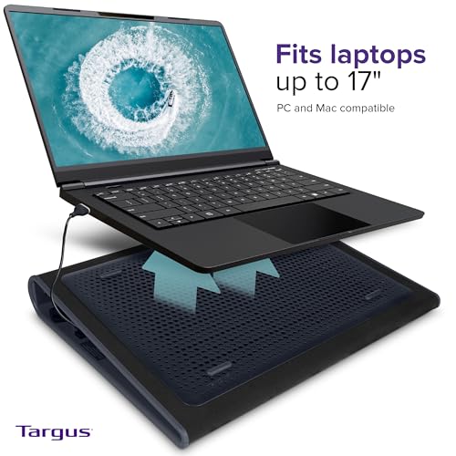 Targus 17 Inch Dual Fan Lap Chill Mat - Soft Neoprene Laptop Cooling Pad for Heat Protection,Fits Most 17" Laptops and Smaller - USB-A Connected Dual Fans for Heat Dispersion (AWE55US),(Pack of 8) - size: Tilted (Pack of 8)