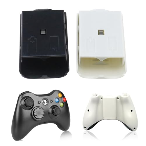 6pcs Battery Pack Cover Shell Compatible with Xbox 360 Wireless Controller 5.6 * 3.5cm Replacement Battery Cover Case Black and White