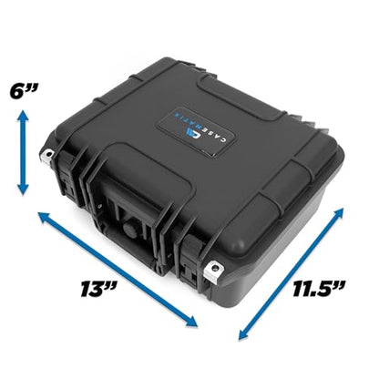 CASEMATIX 13" Waterproof Hard Case with Customizable Foam for Portable Electronics, Tools and Accessories - Hard Shell Plastic Case with Pre-Diced Travel Case Foam Interior - size: 13"