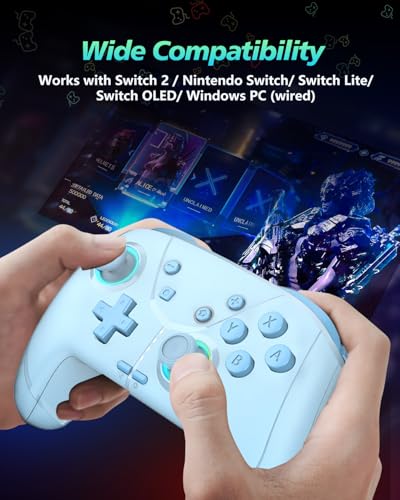 GMBACK Wireless Switch 2 Pro Controller with Home Wake Up & Loop Macro | Macro Switch Controller for Nintendo Switch 2/Switch 1/Lite/OLED with HD Rumble, Motion Control, Turbo, 800mAh, Light Blue - color: Light Blue