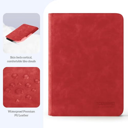 Trading Card Binder, 9 Side Loading Pocket Card Album Hold Up to 540 Cards, Zipper Binder for Cards Collection, TCG Card Holder for Game Card, Sports Card, Yugioh, MTG etc.（Red 9） - color: Red 9