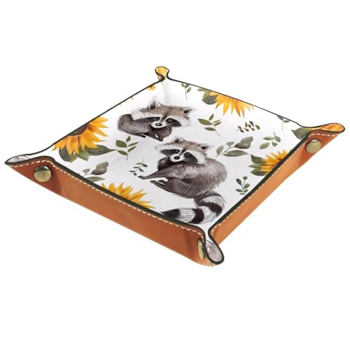 Raccoons Sunflower Dice Tray Dice Rolling Tray Folding Dice Holder for Dice Games, Like RPG, DND and Other Table Games - color: Multi 2