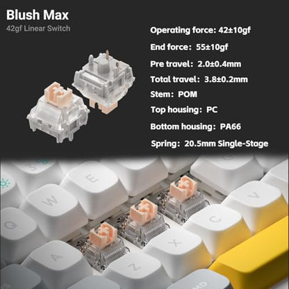 nuphy Halo65 V2 Wireless Mechanical Keyboard with PBT Keycaps, 65% Hot Swappable Custom Gaming Keyboard Compatible with QMK/VIA, RGB Backlit, Gasket Structure, BT5.0/USB-C/2.4GHz,Black-Blush Switches - color: Black, size: Blush Switch