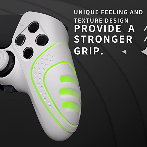 PlayVital Guardian Edition Anti-Slip Ergonomic Silicone Cover Case for ps5 Edge Controller, Soft Rubber Protector Skin for ps5 Edge Wireless Controller with Thumb Grip Caps - White - color: White
