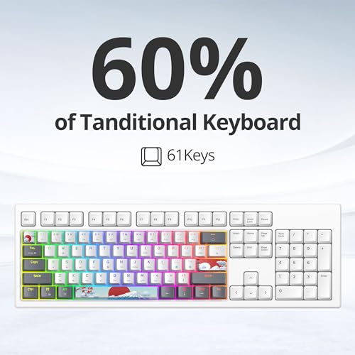 Portable 60% Mechanical Gaming Keyboard White/Grey, RGB Backlit Wired Key Board with Red Switch, Compact 61 Keys Mini Office Keyboards with for Windows Laptop PC (61 White/Red Switch) - color: 61 White/Red Switch