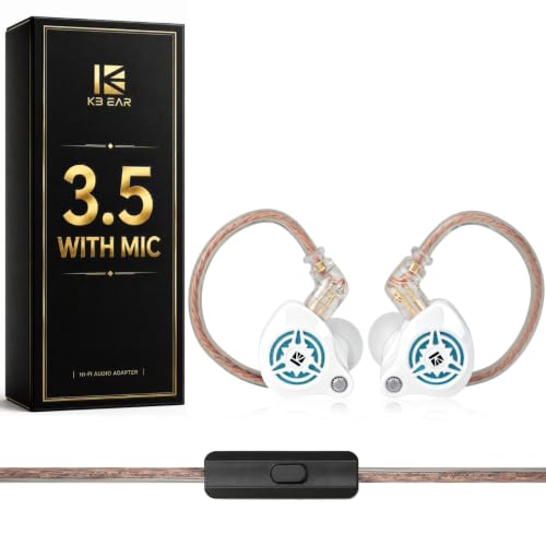 2026 Latest erabuds,KBEAR BK1 Wired Gaming Earbuds,10mm Single DD in Ear Monitor,HiFi Headset Wired Earbuds IEM Earphones with Detachable Cable for Gaming/Music/Video (White, 3.5 with mic) - color: A