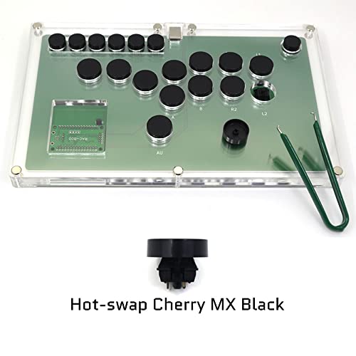 TruBoost FightBox B1-PC-W Ultra-Thin All Buttons Leverless-Style Arcade Joystick Fight Stick Game Controller For PC USB Hot-Swap Cherry MX