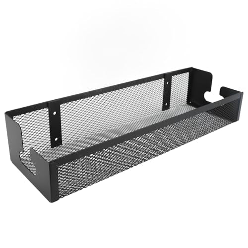 Haofy Under Desk Cable Management Tray Carbon Steel Mesh Organizer with Tool Free Clamp Installation Fits 1.2 Inch Thick Desks for Office Home Workstations Gaming Stations Reduces