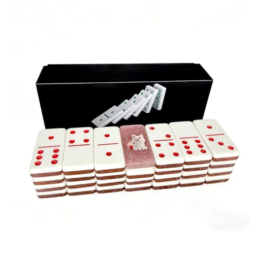 Premium Double 6 Dominoes Set 28 Tiles for Adults,Domino Board Games with Case for for Birthdays, Holidays and Special Occasions (Dominoes-Pink-Fox) - style: Dominoes-Pink-Fox