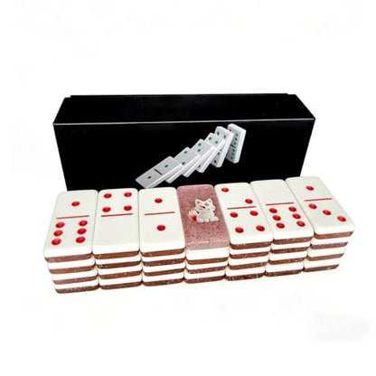 Premium Double 6 Dominoes Set 28 Tiles for Adults,Domino Board Games with Case for for Birthdays, Holidays and Special Occasions (Dominoes-Pink-Fox) - style: Dominoes-Pink-Fox
