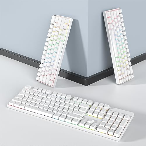 128 Key Blank Keycaps, Thick PBT, Custom Gaming Keycaps, Minimalist White Keycap for US/ISO Layout 60% 65% 75% Mechanical Keyboard(White) - color: White without engraving