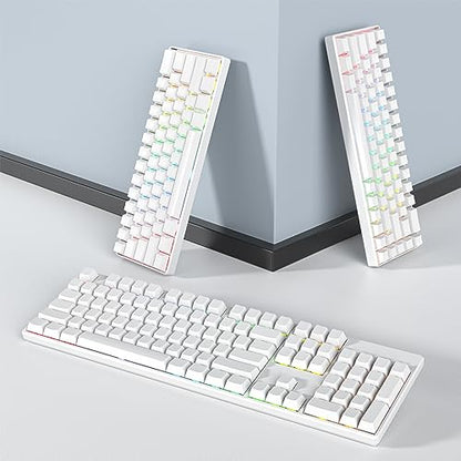 128 Key Blank Keycaps, Thick PBT, Custom Gaming Keycaps, Minimalist White Keycap for US/ISO Layout 60% 65% 75% Mechanical Keyboard(White) - color: White without engraving