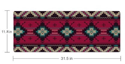 Southwest American Ethnic Pattern Desk Mat, Extended Big Mouse Mat for Home and Office, Large Gaming Mousepad Laptop Keyboard Mat with Non-Slip Rubber Base, Stitched Edges (31.50"x11.8"x0.12") - color: Southwest American Ethnic Pattern